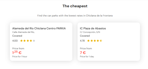 cheapest parking in Chiclana de la Frontera