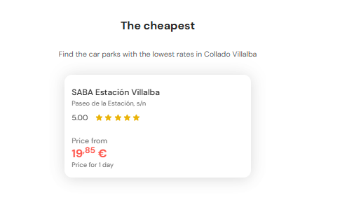 cheapest parking in Collado Villalba
