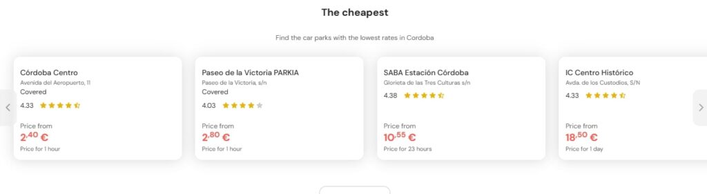 cheapest parking in cordoba