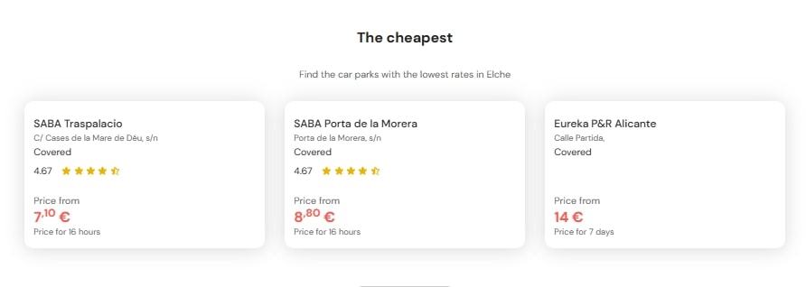 cheapest parking in elche
