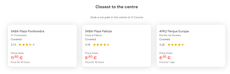 most central parking in A Coruna