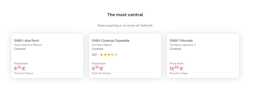 most central parking in Cosenza