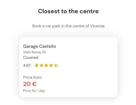 parking le plus central de Vicence