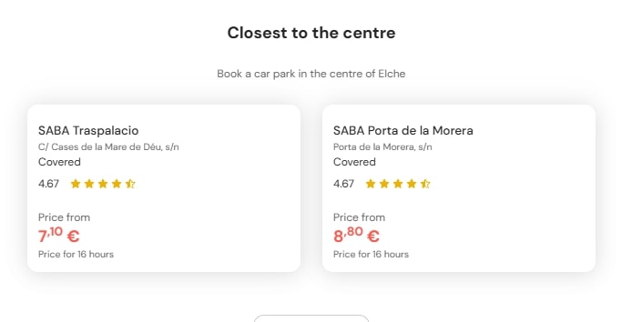 most central parking in elche