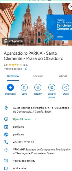 Aparcadoiro PARKIA Santo Clemente Praza do Obradoiro