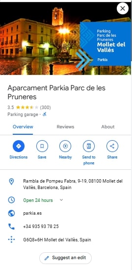 Aparcament Parkia Parc de les Pruneres