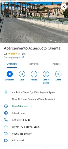 Aparcamiento Acueducto Oriental