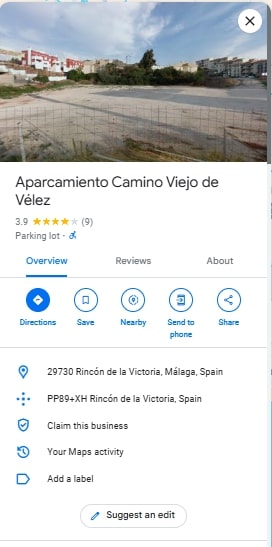 Aparcamiento Camino Viejo de Velez