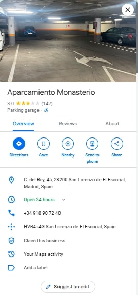 Aparcamiento Monasterio