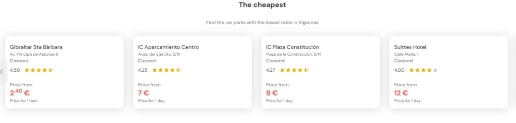 Cheapest Parking in Algeciras