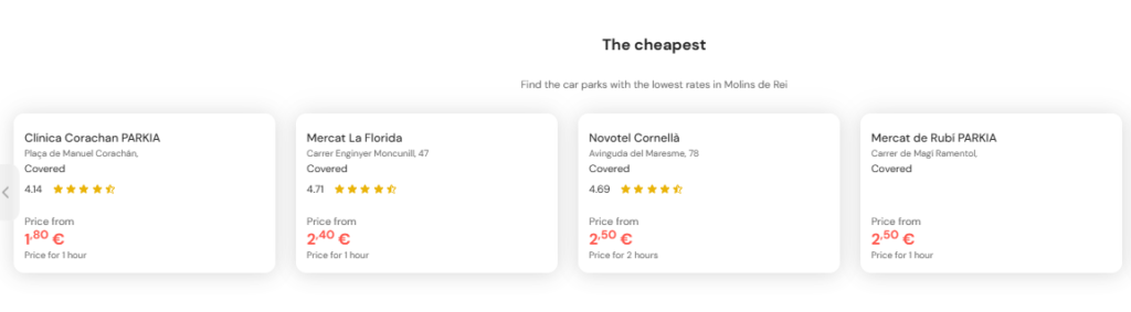 Cheapest parking in Molins de Rei