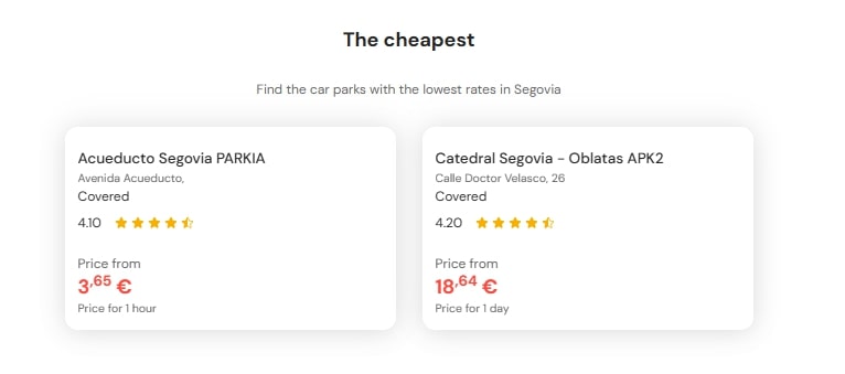 Cheapest parking in Segovia