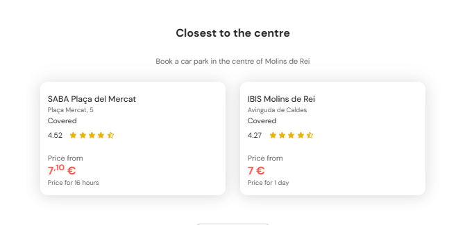 Most central parking in Molins de Rei