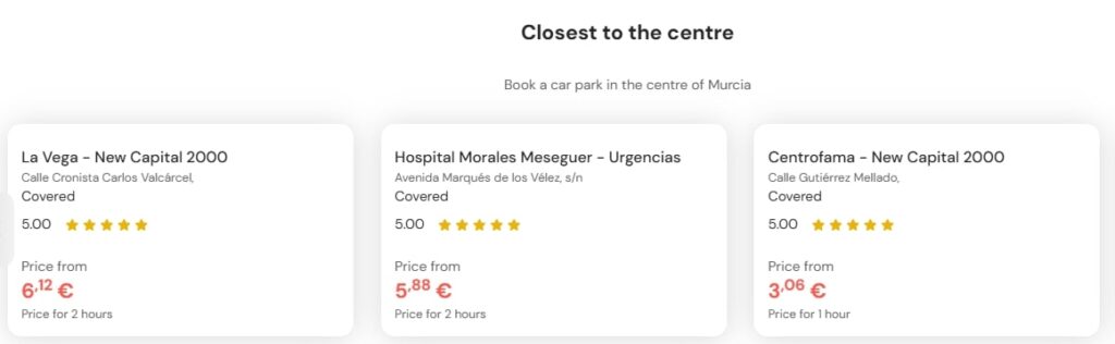 Most central parking in Murcia