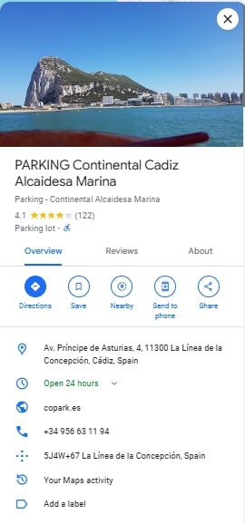 PARKING Continental Cadiz Alcaidesa Marina