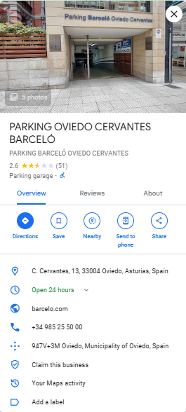 PARKING OVIEDO CERVANTES BARCELO