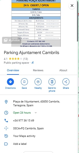 Parking Ajuntament Cambrils