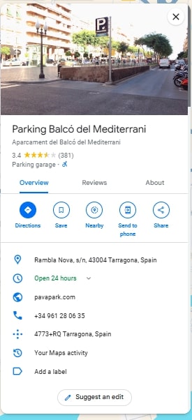 Parking Balco del Mediterrani