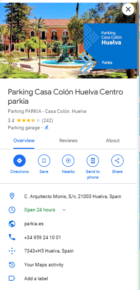 Parking Casa Colon Huelva Centro parkia