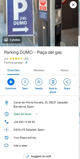 Parking DUMO Placa del gas