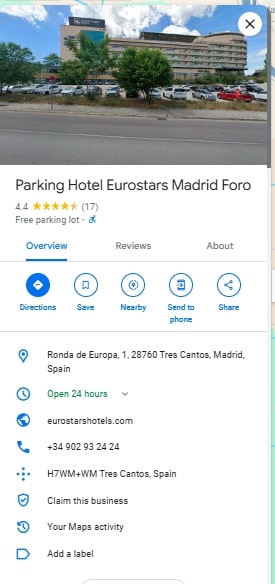 Parking Hotel Eurostars Madrid Foro