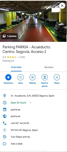 Parking PARKIA Acueducto. Centro. Segovia. Acceso 2