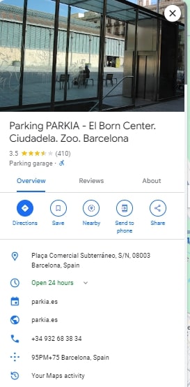 Parking PARKIA El Born Center. Ciudadela. Zoo. Barcelona Parking PARKIA El Born Center. Ciudadela. Zoo. Barcelona