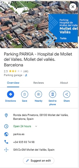 Parking PARKIA Hospital de Mollet del Valles. Mollet del valles. Barcelona