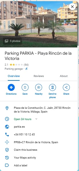 Parking PARKIA Playa Rincon de la Victoria