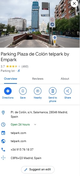 Parking Plaza de Colon telpark by Empark
