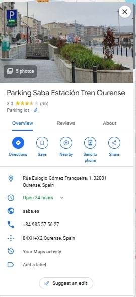 Parking Saba Estacion Tren Ourense