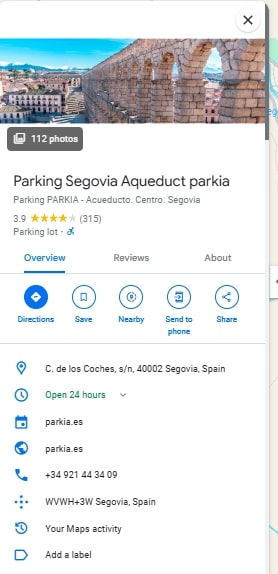 Parking Segovia Aqueduct parkia