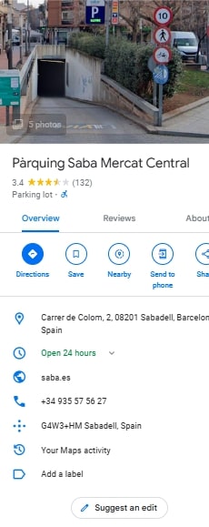 Parquing Saba Mercat Central