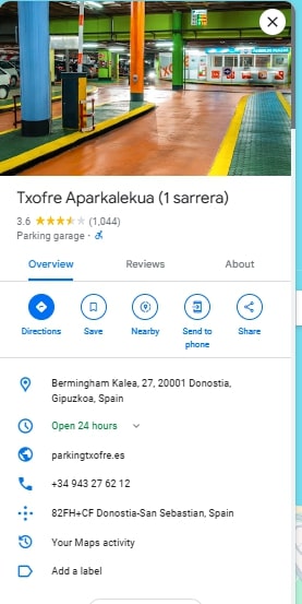 Txofre Aparkalekua 1 sarrera