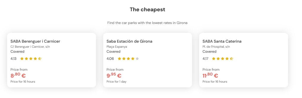 cheapest parking in Girona