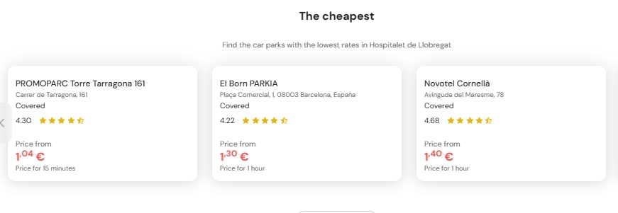 cheapest parking in Hospitalet de Llobregat