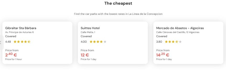 cheapest parking in La Linea de la Concepcion