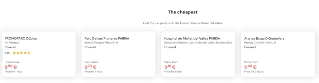 cheapest parking in Mollet del Valles