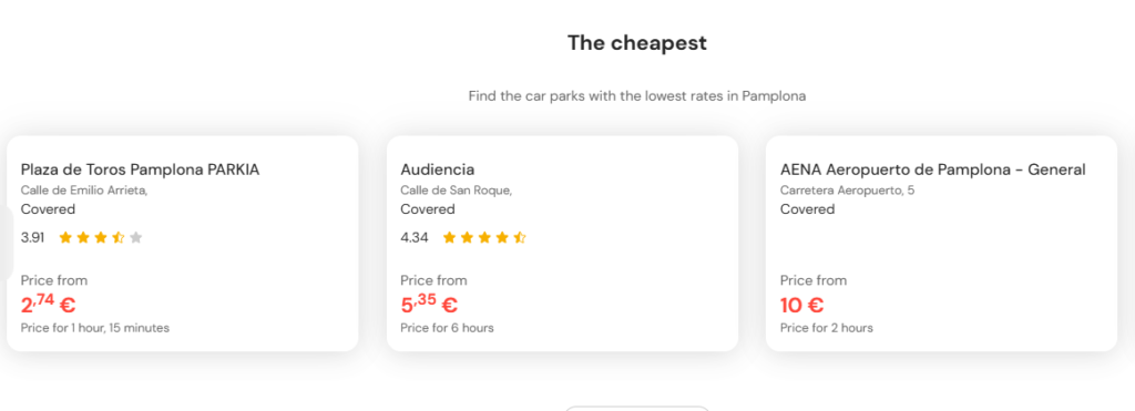 cheapest parking in Pamplona