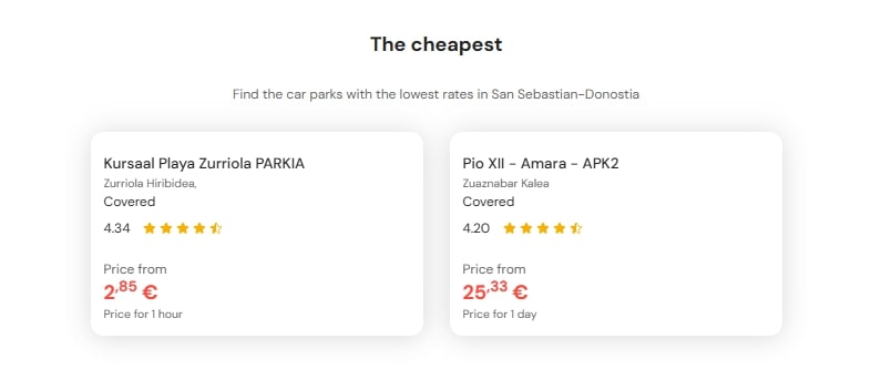 cheapest parking in San Sebastian Donostia