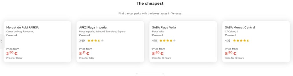 cheapest parking in Terrassa
