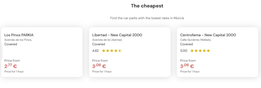 cheapest parking in murcia