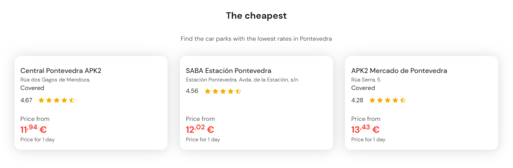 cheapest parking in pontevedra