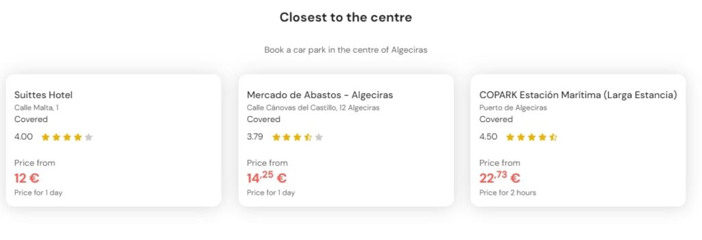 most central parking in Algeciras