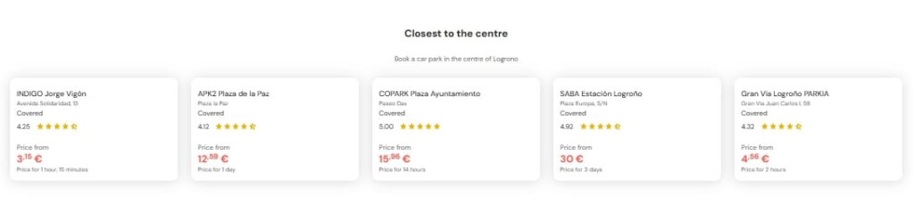 most central parking in Logrono