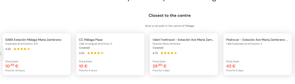 most central parking in Malaga