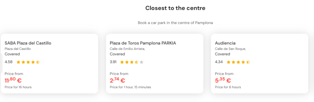most central parking in Pamplona