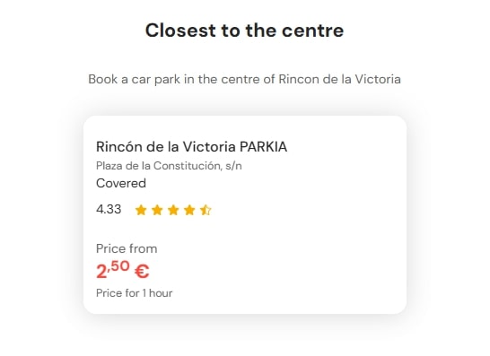 most central parking in Rincon de la Victoria