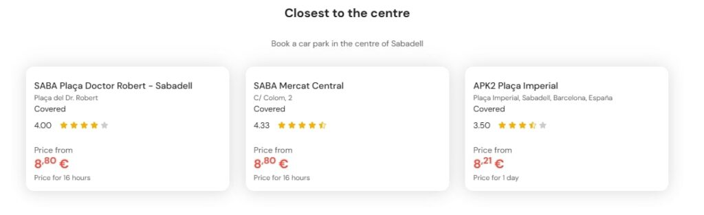 most central parking in Sabadell