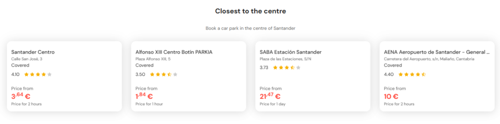 most central parking in Santander